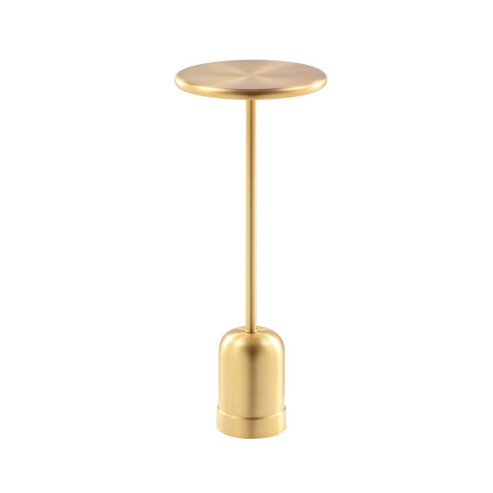 Mars 8 Inch Side End Drink Table Round Dome Base Slender Stem Gold Metal By Casagear Home BM317108