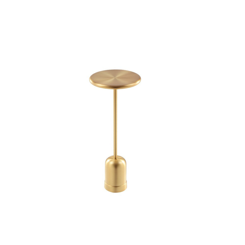 Mars 8 Inch Side End Drink Table Round Dome Base Slender Stem Gold Metal By Casagear Home BM317108