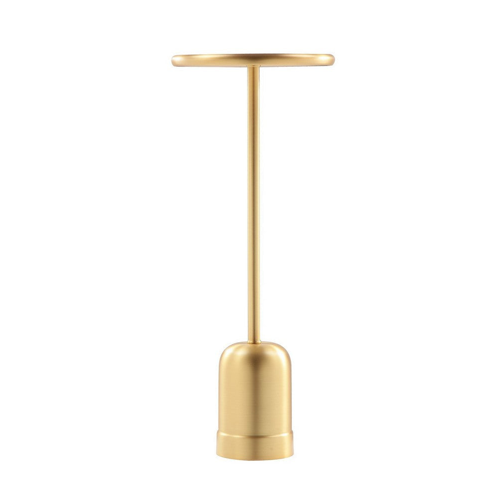 Mars 8 Inch Side End Drink Table, Round, Dome Base Slender Stem, Gold Metal By Casagear Home