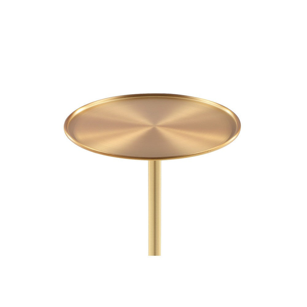 Ryan 8 Inch Side End Drink Table Round Tapered Dome Base Gold Metal By Casagear Home BM317109