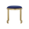 Niyo 19 Inch Ottoman Stool Round Navy Blue Velvet Gold Stainless Steel By Casagear Home BM317112