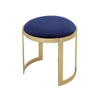 Niyo 19 Inch Ottoman Stool Round Navy Blue Velvet Gold Stainless Steel By Casagear Home BM317112