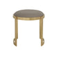 Niyo 19 Inch Ottoman Stool Round Sand Faux Leather Stainless Steel Gold By Casagear Home BM317113