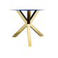 Emi 47 Inch Dining Table Round Navy Blue Lacquer Top X Twisted Gold Legs By Casagear Home BM317114