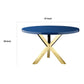 Emi 47 Inch Dining Table Round Navy Blue Lacquer Top X Twisted Gold Legs By Casagear Home BM317114