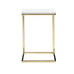 Zen 23 Inch Side End Tray Table White Tray Top Steel Base in Gold Finish By Casagear Home BM317117