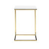 Zen 23 Inch Side End Tray Table White Tray Top Steel Base in Gold Finish By Casagear Home BM317117