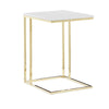 Zen 23 Inch Side End Tray Table, White Tray Top, Steel Base in Gold Finish By Casagear Home