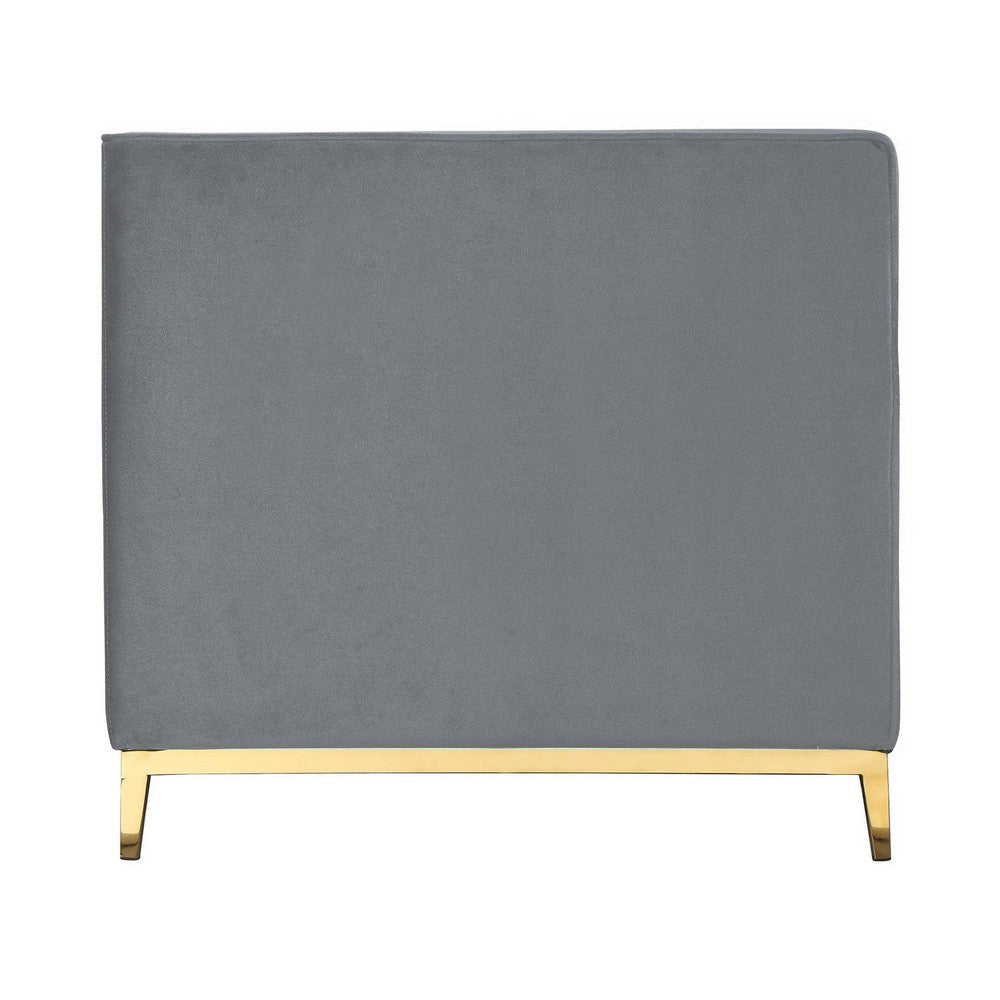 Vien 36 Inch Accent Chair Gray Tufted Velvet Gold Polished Steel Legs By Casagear Home BM317119