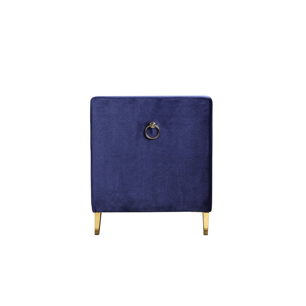 Vien 71 Inch Accent Bench Navy Tufted Velvet Nailhead Gold Polished Steel By Casagear Home BM317123