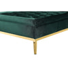 Vien 37 Inch Accent Ottoman Square Green Tuft Velvet Gold Polished Steel By Casagear Home BM317124