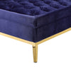 Vien 37 Inch Accent Ottoman Square Navy Tufted Velvet Gold Polished Steel By Casagear Home BM317125