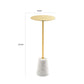 Sen 8 Inch Side End Drink Table Round White Genuine Marble Gold Finish By Casagear Home BM317126