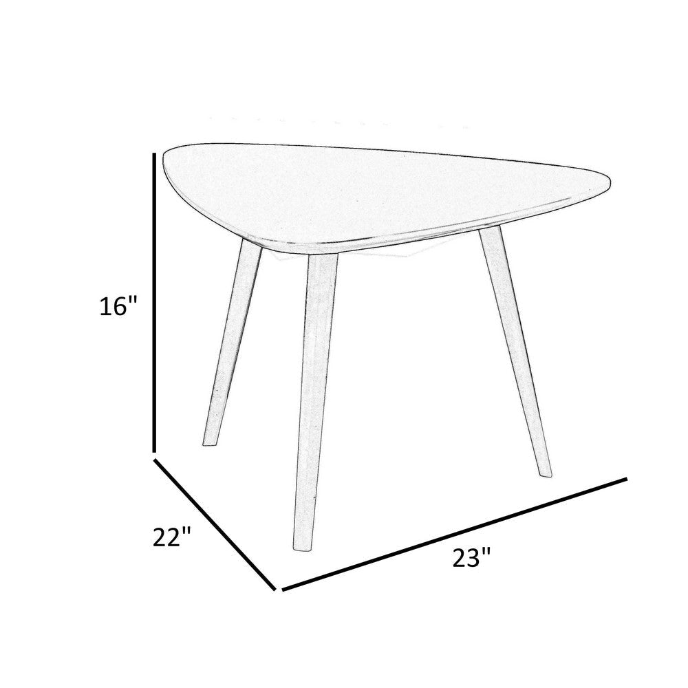 Hle 23 Inch Accent Table High Gloss Lacquer Triangular Top Steel White By Casagear Home BM317134