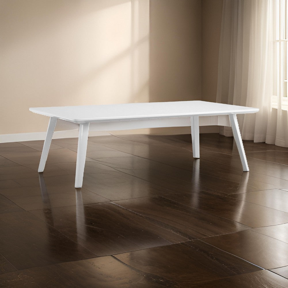 Hle 51 Inch Coffee Table Rectangular White Top Powder Coated Legs Wood By Casagear Home BM317140