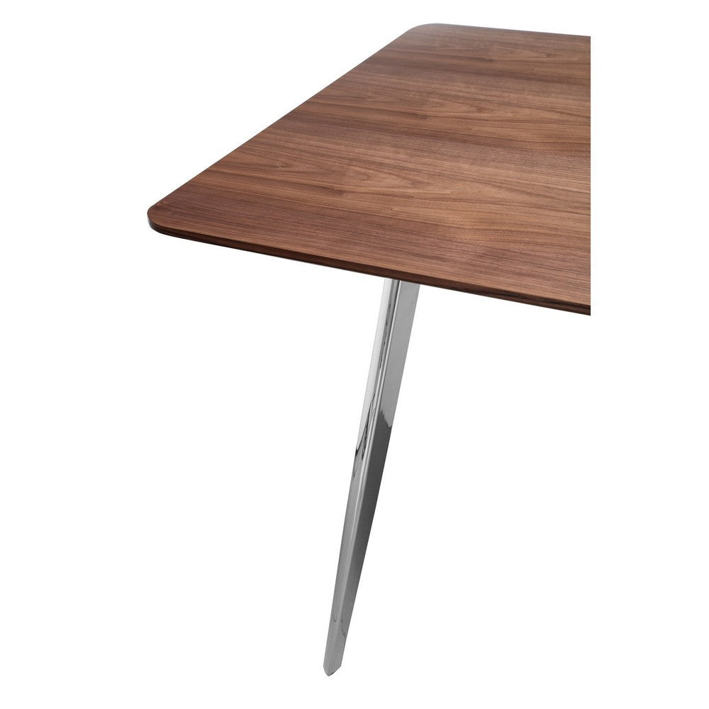 Hle 71 Inch Dining Table Rectangular Walnut Brown Wood Top Steel Legs By Casagear Home BM317143