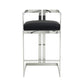 Suki 30 Inch Barstool Chair Black Faux Leather Silver Stainless Steel By Casagear Home BM317150