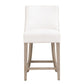 Ray 26 Inch Counter Stool Chair Cushioned White Linen Brown Ash Wood By Casagear Home BM317153