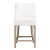 Ray 26 Inch Counter Stool Chair Cushioned White Linen Brown Ash Wood By Casagear Home BM317153