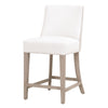 Ray 26 Inch Counter Stool Chair, Cushioned, White Linen, Brown Ash Wood By Casagear Home