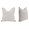 Hida 22 Inch Set of 2 Accent Throw Pillows, Black Velvet Piping, Gray  By Casagear Home