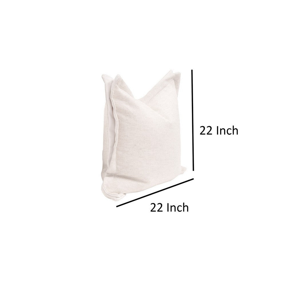 22 Inch Set of 2 Accent Throw Pillow Textured Polyester Cream White By Casagear Home BM317157