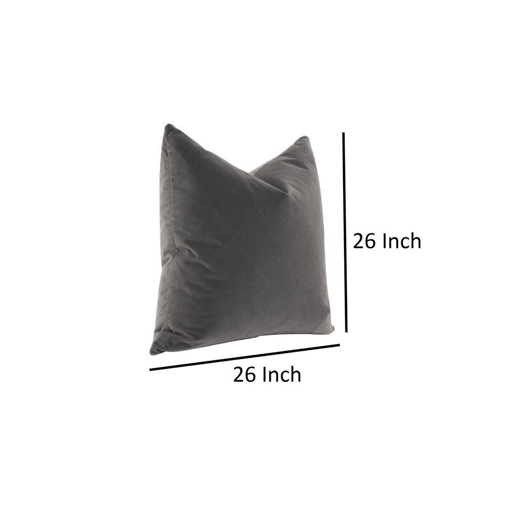 Kodi 26 Inch Set of 2 Accent Throw Pillows Down Fill Dark Gray Velvet By Casagear Home BM317158