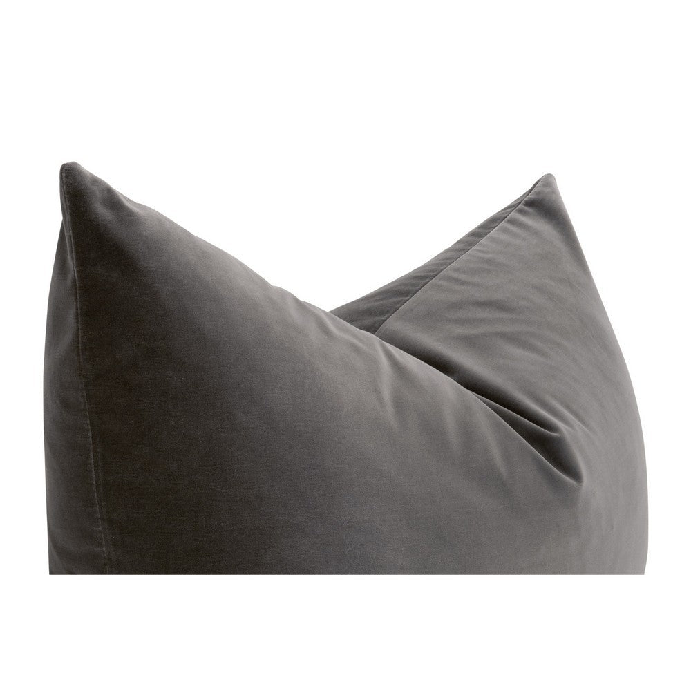 Kodi 34 Inch Set of 2 Accent Dutch Pillows Down Fill Dark Gray Velvet By Casagear Home BM317159