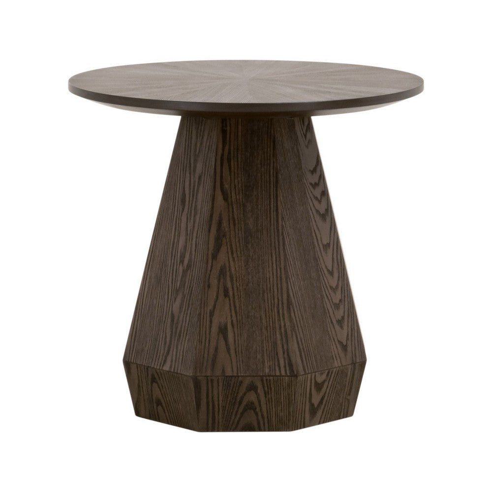 Tigo 24 Inch Side End Table Starburst Top Octagonal Pedestal Base Brown By Casagear Home BM317162