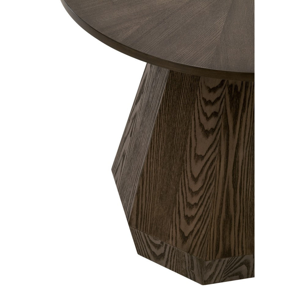 Tigo 24 Inch Side End Table Starburst Top Octagonal Pedestal Base Brown By Casagear Home BM317162