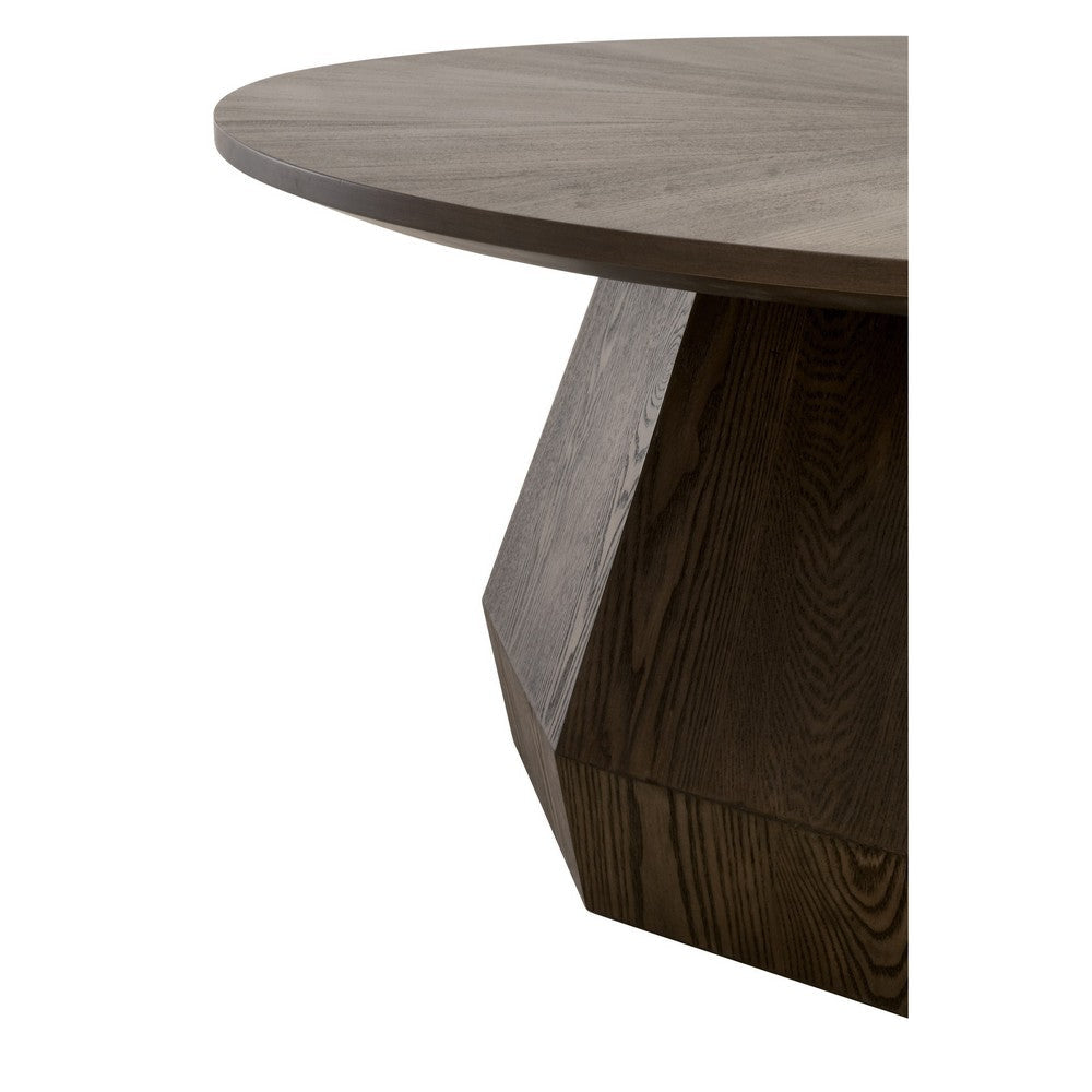 Tigo 42 Inch Coffee Table Starburst Top Octagonal Pedestal Base Brown By Casagear Home BM317163