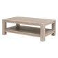 Gima 52 Inch Coffee Table, Solid Beechwood Top and Bottom Shelf, Gray By Casagear Home