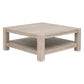 Gima 42 Inch Square Coffee Table, Solid Beechwood Top and Shelf, Gray By Casagear Home