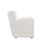 Molly 33 Inch Lounge Chair White Boucle Fabric Wing Back Design Wood By Casagear Home BM317174