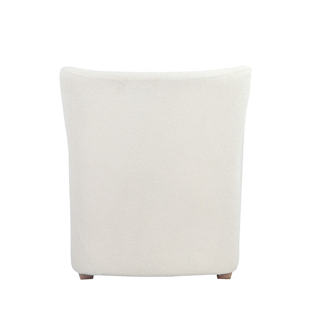 Molly 33 Inch Lounge Chair White Boucle Fabric Wing Back Design Wood By Casagear Home BM317174