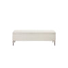 Kia 57 Inch Storage Bench White Tufted Boucle Fabric Brown Wood Frame By Casagear Home BM317179