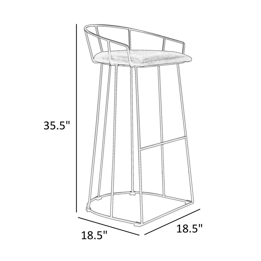 Cato 31 Inch Barstool White Faux Leather Set Low Back Footrest Metal By Casagear Home BM317182