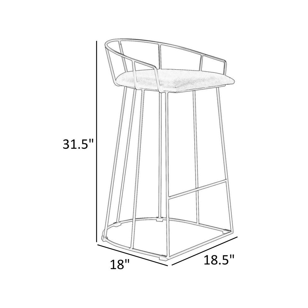 Cato 27 Inch Counter Stool White Faux Leather Set Low Back Metal Frame By Casagear Home BM317184