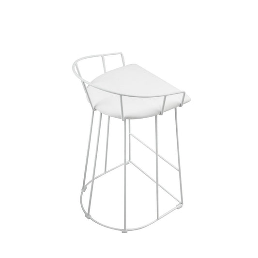 Cato 27 Inch Counter Stool, White Faux Leather Set, Low Back, Metal Frame By Casagear Home