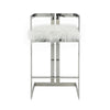 Suki 30 Inch Barstool Chair White Faux Fur Silver Stainless Steel Frame By Casagear Home BM317185