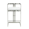 Suki 30 Inch Barstool Chair White Faux Leather Silver Stainless Steel By Casagear Home BM317186