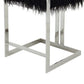 Suki 26 Inch Counter Stool Chair Black Faux Fur Silver Stainless Steel By Casagear Home BM317187