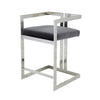 Suki 26 Inch Counter Stool Chair Gray Velvet Silver Stainless Steel Frame By Casagear Home BM317189