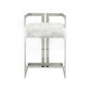 Suki 26 Inch Counter Stool Chair White Faux Fur Silver Stainless Steel By Casagear Home BM317191