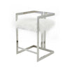 Suki 26 Inch Counter Stool Chair White Faux Fur Silver Stainless Steel By Casagear Home BM317191