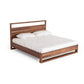 Lina Queen Size Bed with Plank Style Tall Headboard, Modern Walnut Brown  By Casagear Home