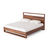 Lina King Size Bed with Plank Style Tall Headboard Modern Walnut Brown By Casagear Home BM317194