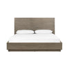 Cid Rain Queen Size Bed, Tall Panel Headboard, Low Profile, Gray Oak Veneer By Casagear Home