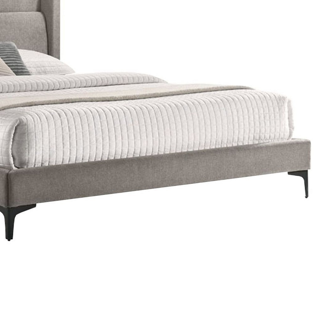 Cid Pie King Size Bed Pillow Headboard Gray Upholstery Black Metal By Casagear Home BM317202