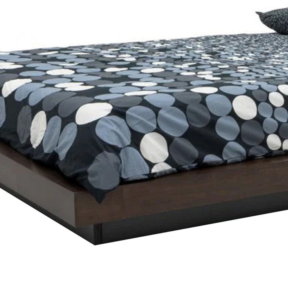 Noe Col King Size Bed with 2 Nightstands Black Pillow Headboard Brown By Casagear Home BM317204